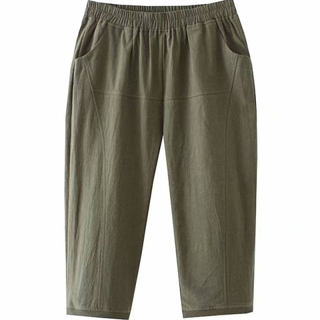 Fat Sister Large Size Harem Pants Cropped Pants Women's Fat mm200Jin [Jin equals 0.5 kg] Pants Summer Clothes Mom Loose Casual Comfort Shorts
