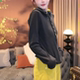 Australian velvet contrast-breasted hooded sweatshirt for women 2025 autumn and winter new simple and fashionable fashionable and versatile long-sleeved top trendy