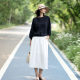 Summer new loose black copper-ammonia top for women's summer French high-end temperament women's shirt bat shirt