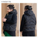 2025 new winter 90 white goose velvet hooded black down jacket vest fat mm horse clip women short sleeves