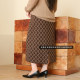 Beautiful Inn autumn and winter knitted wool skirt for women large size women's new straight plaid skirt