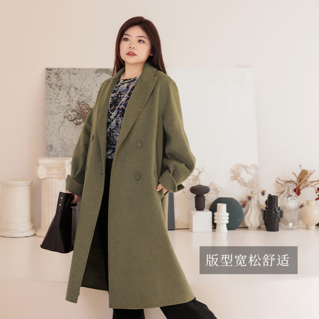 Beautiful Inn winter large size women's high-end wool cashmere mid-length double-sided wool coat