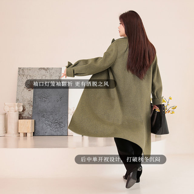 Beautiful Inn winter large size women's high-end wool cashmere mid-length double-sided wool coat