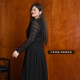 Beautiful Inn Original High-end Large Size Women's Clothing Belly Slimming and Fat mm200Jin [Jin equals 0.5 kg] V-neck Black Lace Dress
