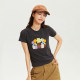 RAPPEYE potted plant embroidered round neck short-sleeved t-shirt for women American retro hottie slim short right shoulder slim top