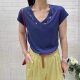 
JTENGC Jiteng 2025 summer new embroidery pattern design V-neck short-sleeved loose T-shirt women's top 960