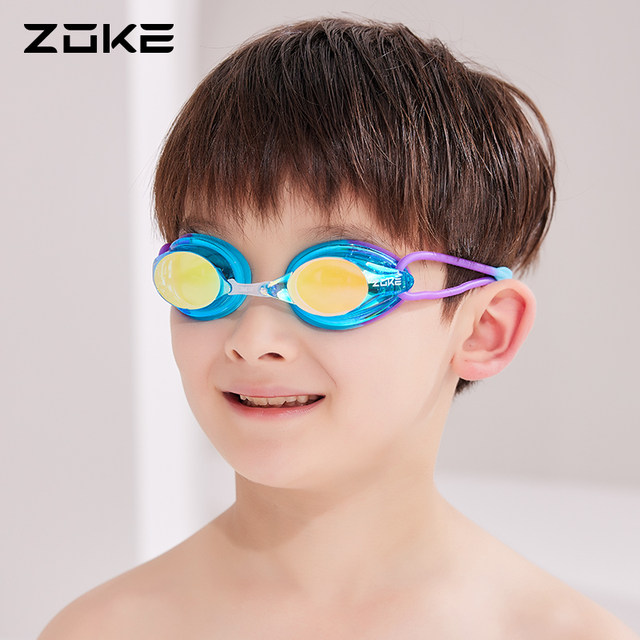 Zhouke children's swimming goggles high-definition waterproof and anti-fog professional swimming training male teenagers myopia girls electroplated swimming goggles