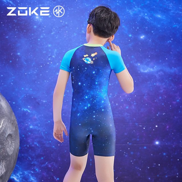 Zoke children's swimsuit one-piece flat corner sun protection swimming training Ultraman zoke quick-drying boys vacation swimsuit