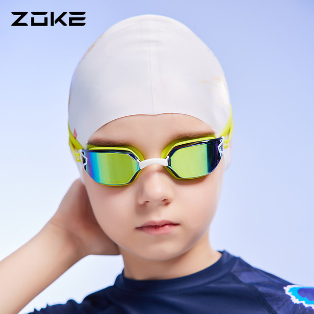 Zhuke children's swimming goggles boys and girls high definition anti-fog waterproof electroplating swimming training youth competition racing