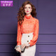 
Fei Mengyi printed design shirt women's long-sleeved spring outfit high-end fashionable and light and transparent small top