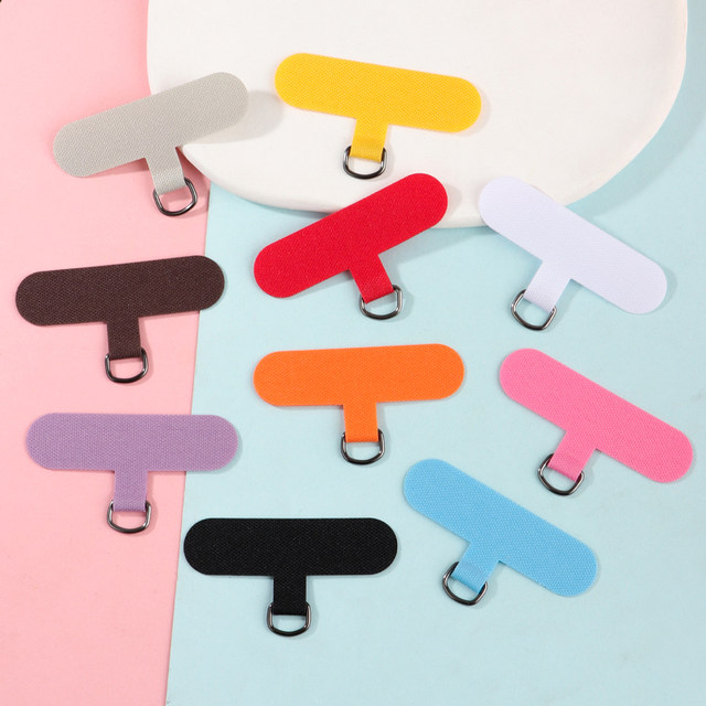 Colorful cloth anti-lost rope T-shaped mobile phone clip gasket reinforcement handmade diy mobile phone chain pendant accessories material strong