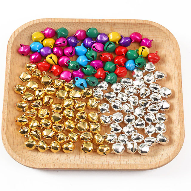 Colorful bell diy jewelry accessories gold and silver one-word small bell pendant dance bracelet weaving material