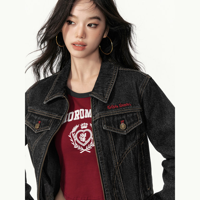 EPTISON short denim jacket for women 2025 spring new slim fit fashionable fashionable age-reducing street style top