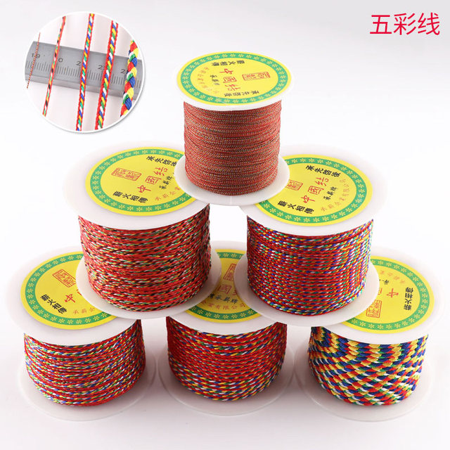 Colorful threads, diamond ropes, Tibetan style, five-color braids, jade ...