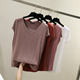 Modal white T-shirt for women short-sleeved slim short summer clothing 2025 new women tight v-neck black top
