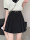 Black pleated skirt and skirt for women 2023 summer large size fat mm slim high waist pocket versatile A-line short skirt