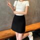 Design-sensual suit skirt for women in summer new high-waisted slimming pocket A-line short skirt anti-exposure hip-cover skirt
