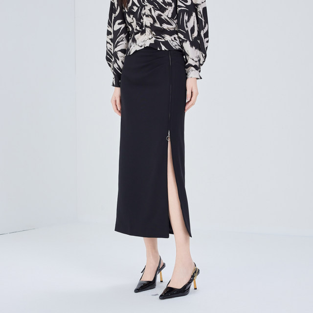 Jiarenyuan Skirt Women's 2024 New Autumn Fashion High Waist Zipper Slit Design Straight Skirt Looks Slim