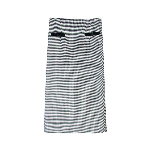 Jiarenyuan Skirt Women's 2024 Autumn New Fresh Retro High Waist Houndstooth Pencil Skirt Simple Temperament