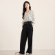 Jiarenyuan chiffon shirt for women in spring 2025 new V-neck ruffle ink printing chiffon shirt French retro