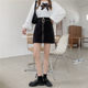 Zippered skirt with large size high waist slim A-line skirt fat mm black suit short skirt American hot girl hip skirt women