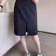 Spring and summer suit front slit skirt extended midi skirt American retro high waist slim A-line skirt drooping women