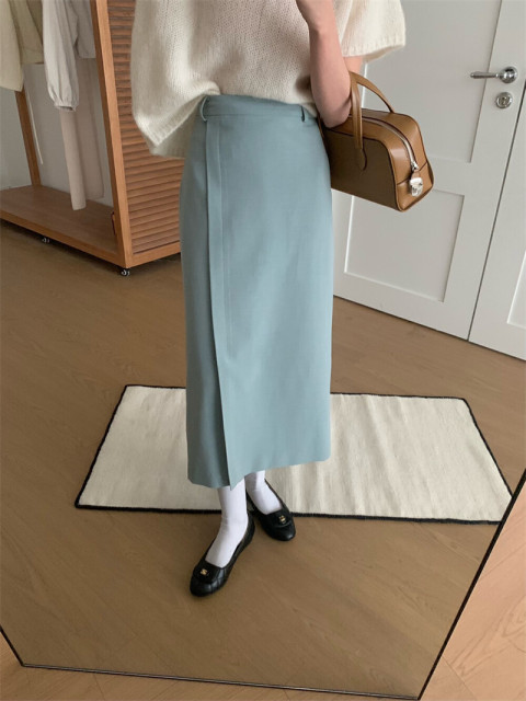 Suit skirt 2025 spring and summer slit temperament mid-length skirt large size slim and versatile hip-covering A-line skirt high-end
