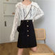 Large size pocket skirt mid-length A-line skirt spring and summer new black high-waisted versatile suit slimming one-step skirt