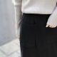 Yiye series design asymmetric pocket black slit knitted skirt for women in autumn and winter thickened Japanese retro skirt