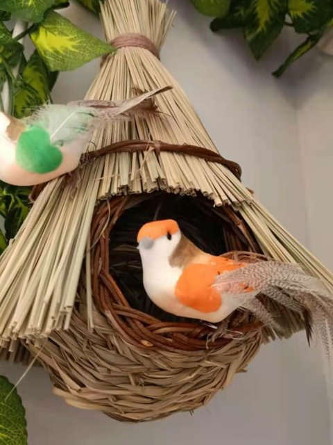 Simulation Bird Nest Decoration Simulation Grass Bird Nest Creative Home Decoration Gardening Green Plant Decoration Rural Wind