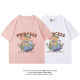 oversize lazy wind Korean sweet cute cartoon pink short -sleeved T -shirt female pure cotton loose large size half -sleeve
