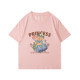 oversize lazy wind Korean sweet cute cartoon pink short -sleeved T -shirt female pure cotton loose large size half -sleeve

