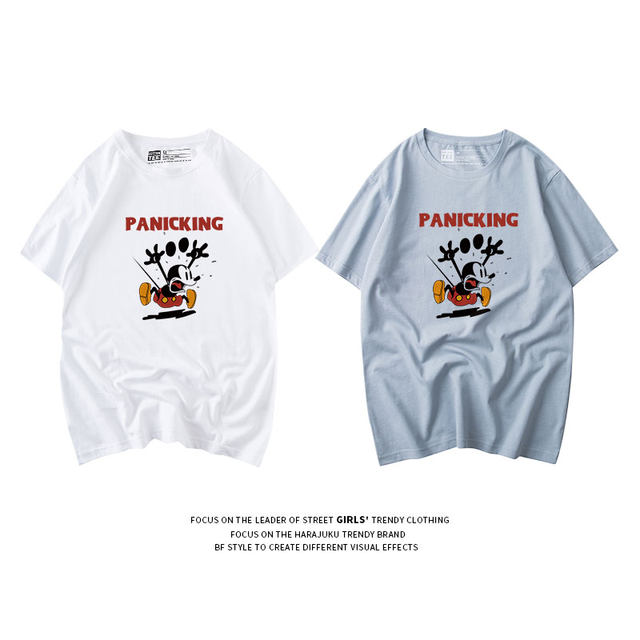 2025 new cartoon pattern small T-shirt for women short-sleeved white pure cotton slim sweet and cool summer half sleeves