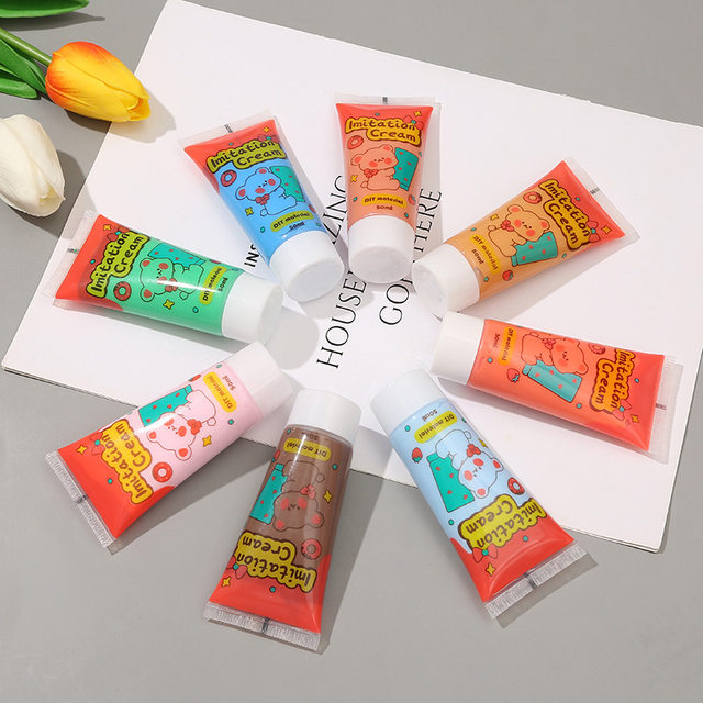 Exquisite 33 color 50g simulated cream glue mobile phone case DIY material bag handmade hair clip pencil case send flower mouth