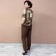 Large size silk two-piece set for summer new style of meat covering to make mothers look slimming top + pants fashionable mulberry silk suit