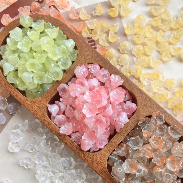 Ancient wind lily of the whiteland, glazed bead clothing accessories 2024 new product bracelet glass loose bead handmade DIY material
