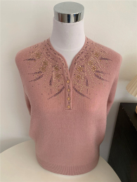 Middle-aged mother autumn and winter cheongsam collar knitted sweater with flannelette thickening inside wool clothes winter one-piece pile