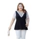 Fat MM large size women's summer loose slim romantic French lace lace V-neck short-sleeved spliced ​​chiffon shirt top

