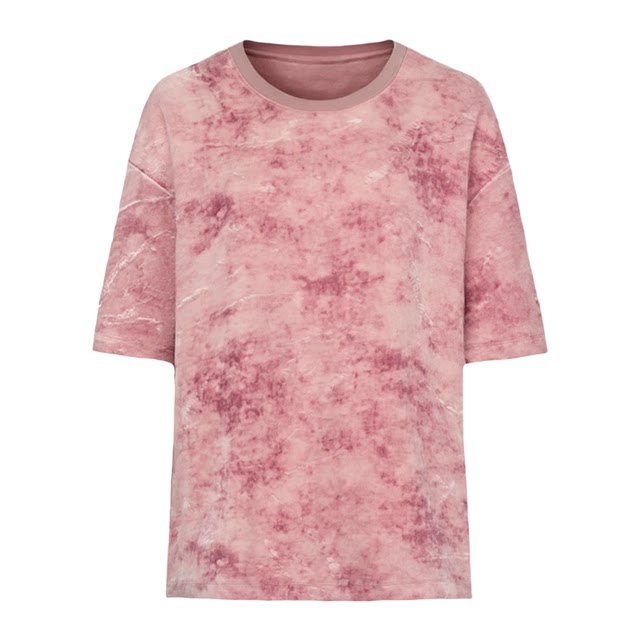 a02 pink tie-dye design short-sleeved T-shirt for women 2025 summer new loose top
