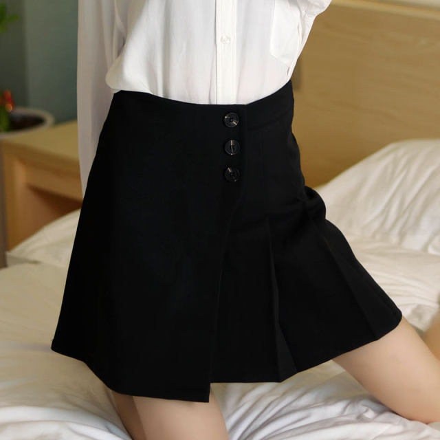 2024 new winter irregular button short skirt skirt spring and autumn women's high waist a-line suit pleated skirt jk