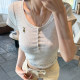 MatoU cartoon graffiti embroidered golf grey short-sleeved women's slim high-end single-breasted T-shirt