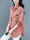 Foreign trade big name leaks large size pure cotton plaid shirt female mandarin is thin casual wild long -sleeved jacket

