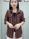 Foreign trade big name leaks large size pure cotton plaid shirt female mandarin is thin casual wild long -sleeved jacket
