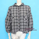 Literary style 773 plus size women's snow blue shirt new hooded top shirt Korean style jacket plaid puff sleeves