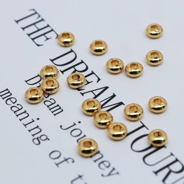 18K gold abacus beads and sparse beads and spacer pieces handmade DIY bracelet beads accessories accessories gold beads tire beads flying saucer beads
