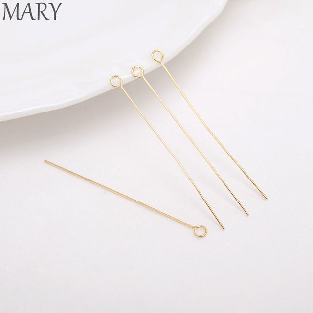 14K bag gold guarantee T -shaped needle 9 needle round head handmade DIY jewelry pearl accessories beading flat head needle small accessories