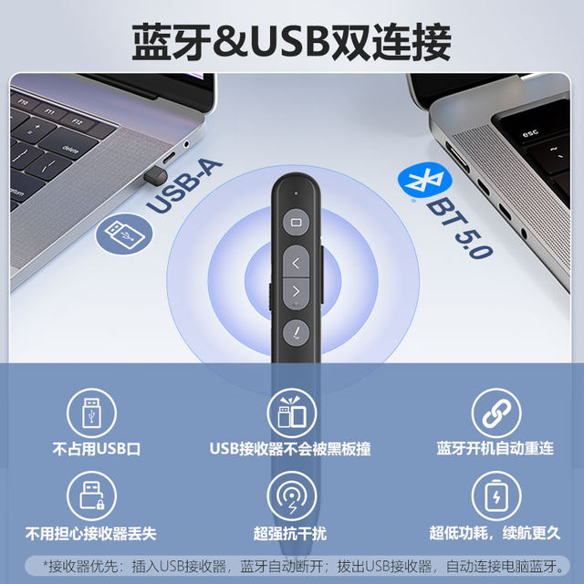 Nuowei N20 BLE ppt page turn pen teacher uses multi-function Bluetooth connection laser for Xiwo Honghe whiteboard touch screen remote control multimedia teaching machine electronic teaching stick writing