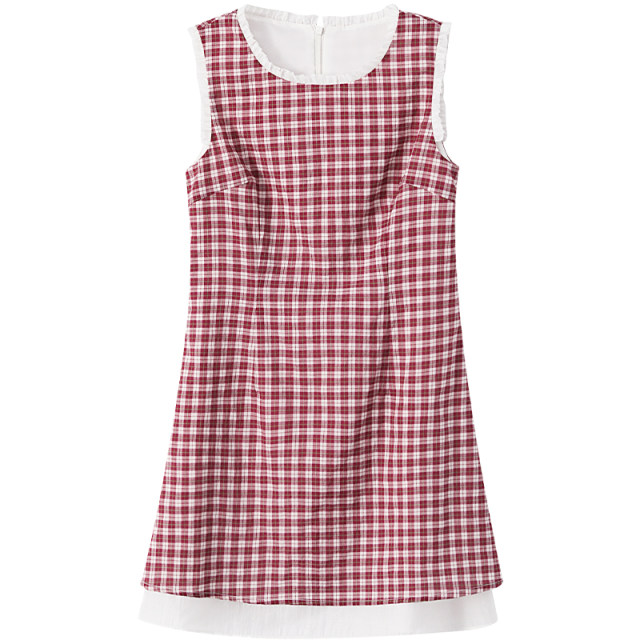 
Ximeng 2025 new summer Korean unique temperament skirt high-end small red plaid dress
