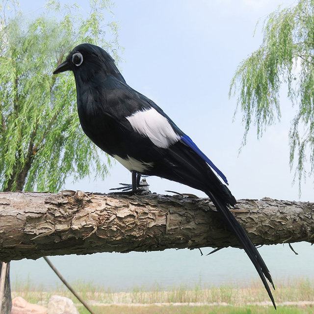 Simulation magpie feather ornaments craftsmanship gardening props fake bird non -living body home jewelry decoration hot -selling living room

