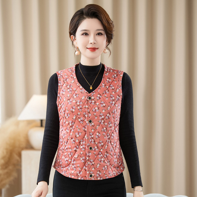 Mom's autumn and winter plus velvet warm lightweight pony vest short style inner waistcoat for middle-aged and elderly camel velvet cotton vest